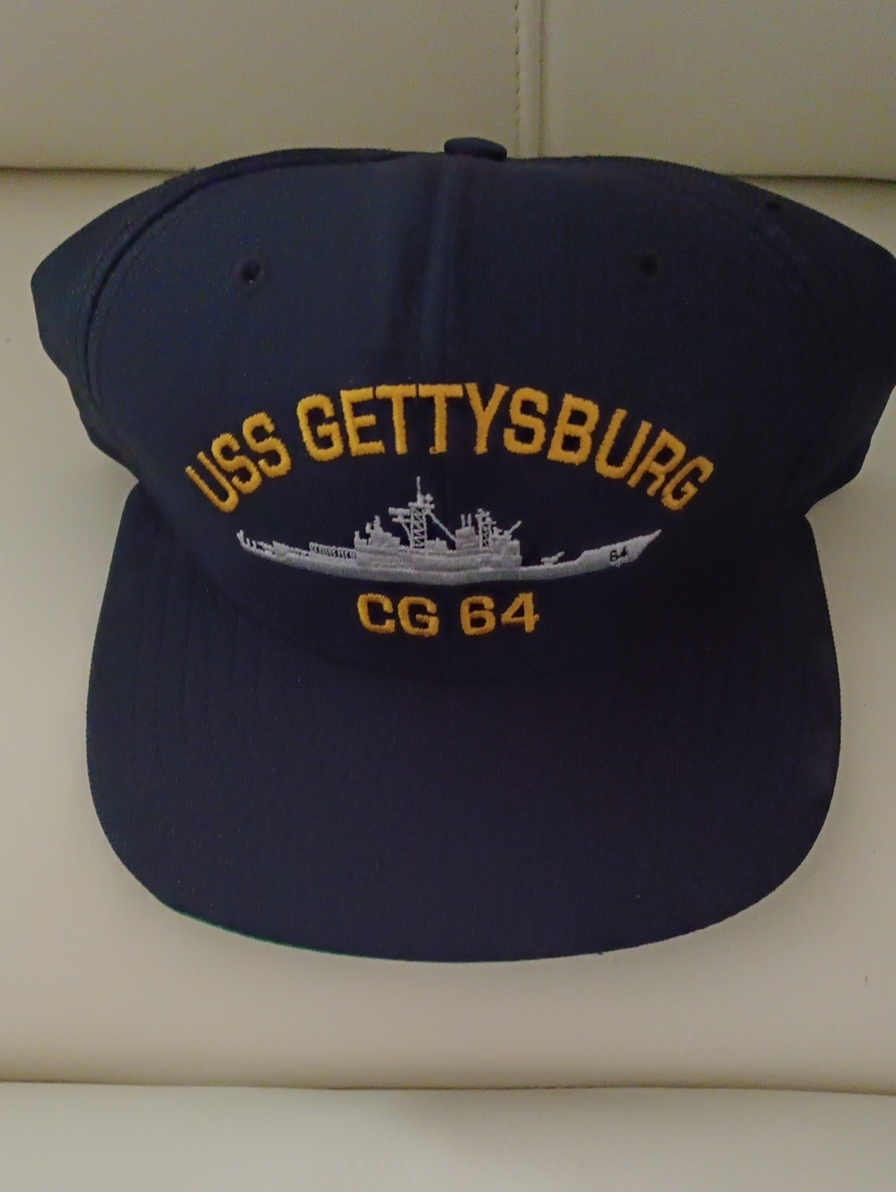 New Era Navy USS Gettysburg Embroidered Baseball Cap with Yellow Accents